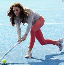 She's also played hockey in bright red jeans